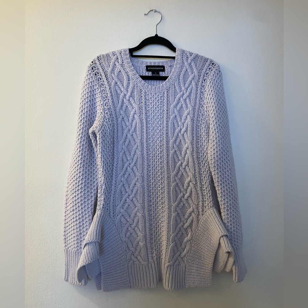 Stylestalker Kyanite Lilac Cable Knit Sweater Tiered Sides Size XS $159